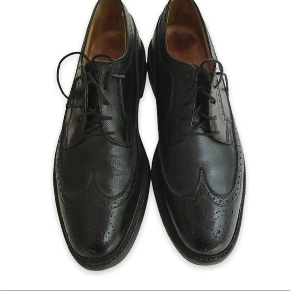 Vintage Florsheim Imperial Longwing Leather Wing Tip Black Mens Size 9D Shoes